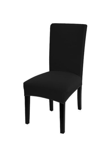Jms Siyah Katı Renk Sandalye Kapak Spandex Streç