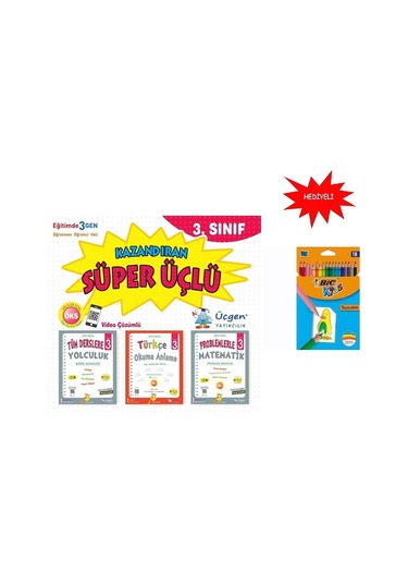 3. Sınıf Kazandıran Süper Üçlü Set + Bic 18 Li Kuru Boya Hediyeli