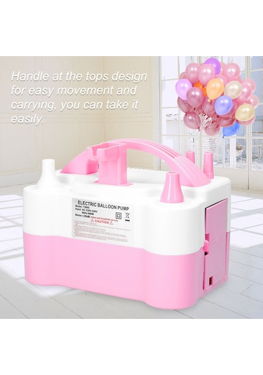 Symbee Ev Ve Parti Kullanıma Uygun 600w Hızlı Balon Şişirici, İki Ağızlı Elektrikli Pompa, 220v Avrupa Standartı, Pembe-beyaz