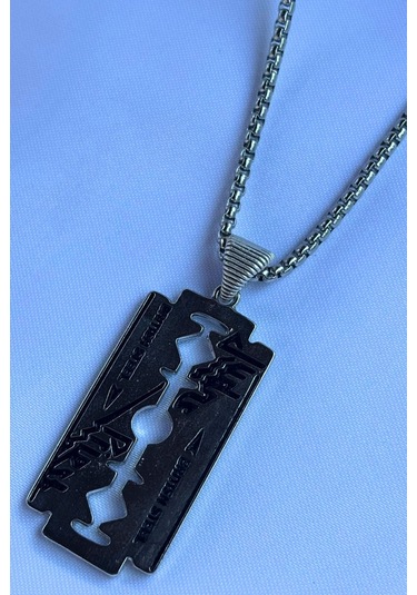 Jilet El İşçiliği Paslanmaz Çelik Zincir Erkek Kolye Gümüş