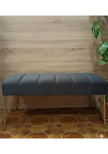90x40cm Metal Ayaklı Puf Antrasit Gri