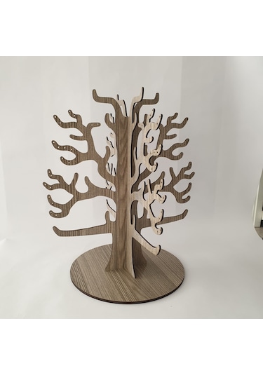1 Fark - Ahşap Takı Ağacı -Takı Standı - Takı Düzenleyici  - Meşe