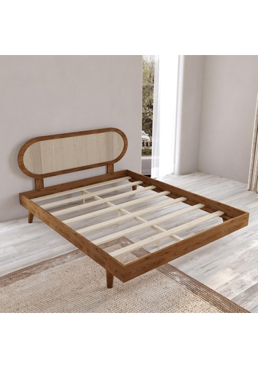 Padova Hazeran Ahşap Ceviz Karyola Kolay Kurulum-930 Çift Kişilik