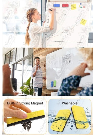 Mıknatıslı Yazı Tahta Silgisi Eva 1 Adet Beyaz Yazı Tahtası Silgisi Manyetik Kaliteli Keçe Uçlu Eva Okul Sınıf Ofis Kuru Çok Renkli
