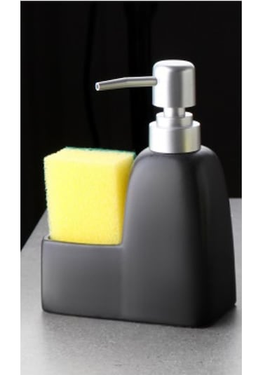 Stonware Sıvı Sabunluk Siyah Süngerlik Bölmeli 300ml