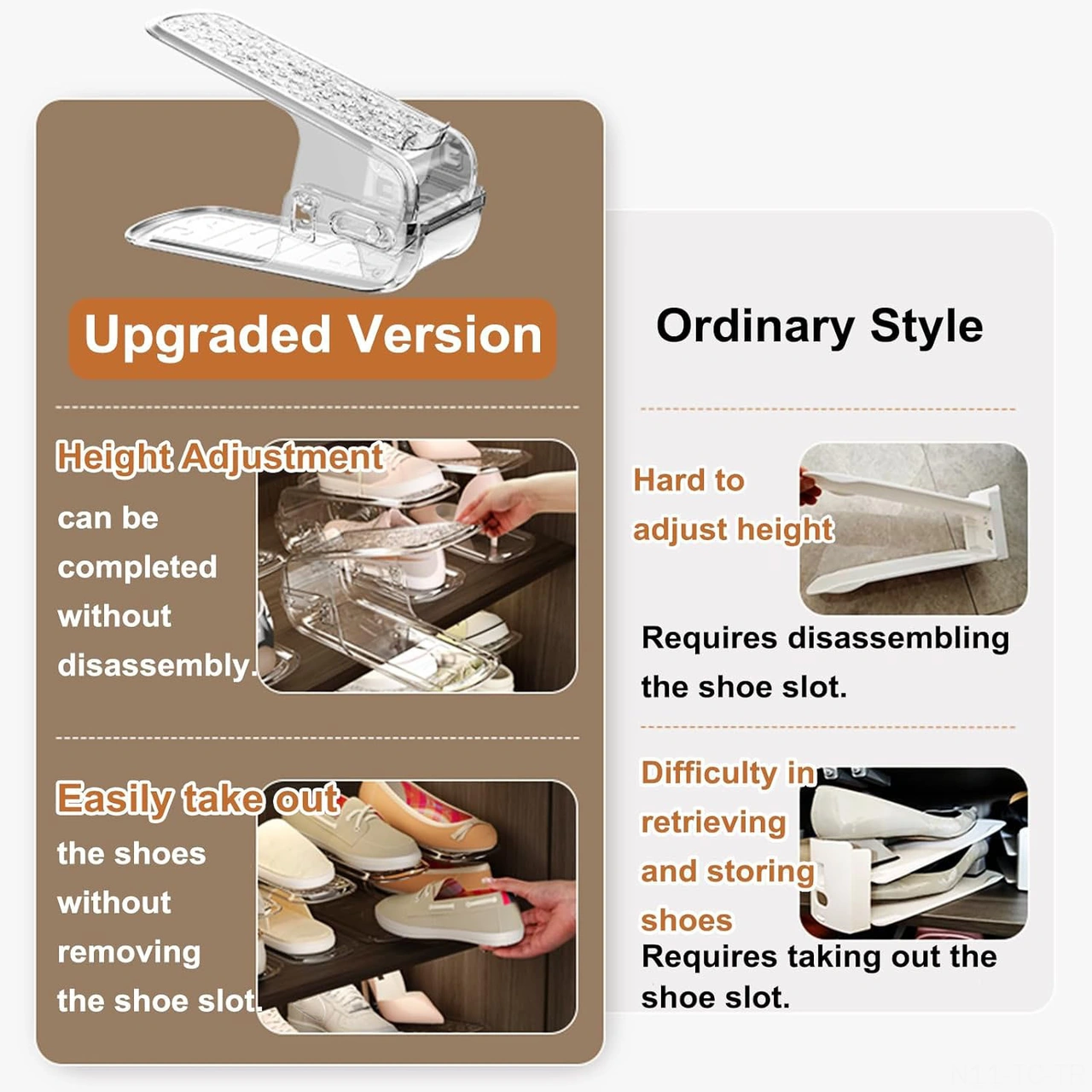 Skycity Şeffaf Ayarlanabilir Ayakkabı Rafı - Gardırop Boşluğunu Maksimize Eden Organizer 1 Adet ŞEFFAF