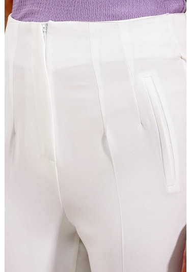 Gabria Yüksek Bel Kumaş Pantolon Ekru