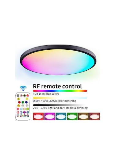 Yaozixa "16 Milyon Renk Seçeneği İle Uzaktan Kumandalı Led Tavan Lambası - Yatak Odası Ve Salon İçin Ayarlanabilir Aydınlatma" Beyaz