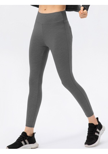 Jeemson Kadın Spor Taytı - Yoga, Koşu Ve Antrenman İçin Esnek Yüksek Bel Cep Detaylı 112 Karakter Gri