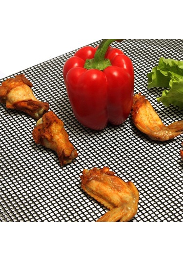 Hangfox Cam Fibre Kızaklı Islak Tutmayan Izgara Matı - 40x33cm Kahverengi Tekli - Isı Dayanıklı Yeniden Kullanılabilir Bbq Aksesuarı Çok Renkli