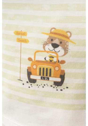 %100 Pamuklu Jungle Lion T-shirt Ekru