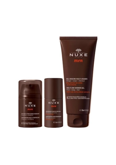 Nuxe Men Çok Amaçlı Nemlendirici Jel 50 ML + Duş Jeli 200 ML + Sprey Deodorant 50 ML