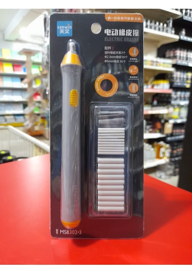 Tenwin Pilli Otomatik Kalem Silgi Gri Gövde İki Farklı Uçlu Set