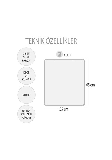 2 Set - 54 Parça Tox Sıradakini Biliyorum Yaz ve Kış Keçe Cırtlı