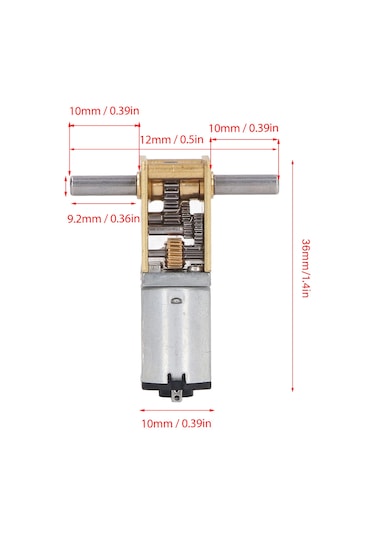 Aubyhe Dc6v 8rpm Yüksek Tork Çift Eksenli Motor, Düşük Hızlı Metal Dişli, Sabit Koltuklu, Robot/akıllı Araç Uygulamaları İçin 1218-n20