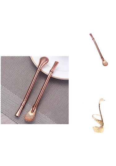 Suntek Yaratıcı Kahve Kaşığı İçme Straw Mini Yerba Mate 001