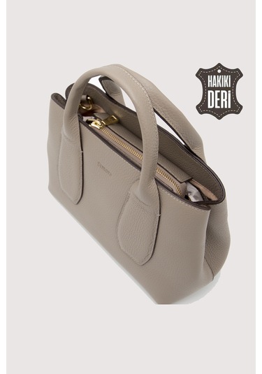 Hakiki Deri Kadın El Çantası Vizon Smr9226 Vizon