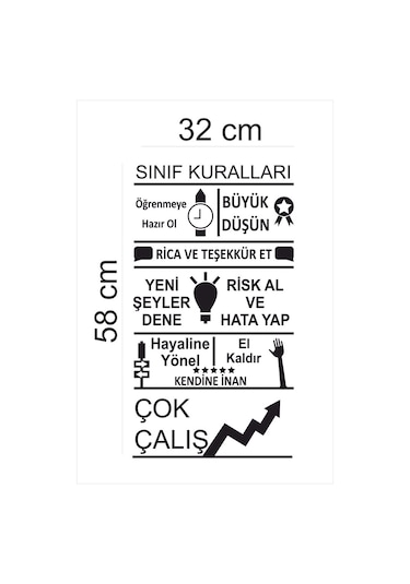 Sınıf Kuralları Dekoratif Duvar Sticker (58X32 Cm)