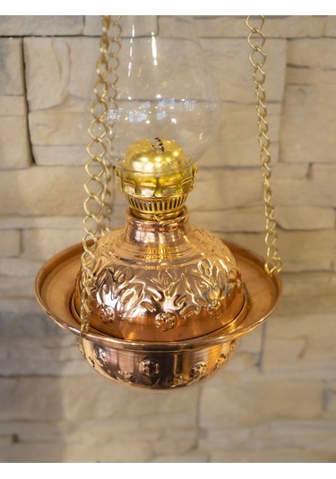 Bakır Gaz Lambası Zincirli Model Büyük Boy