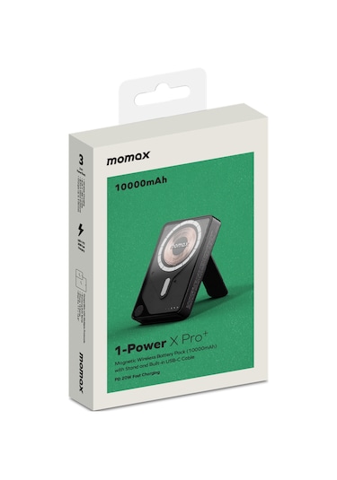 Momax IP132HKD Power X Pro+Magnetic Wireless 10000 mAh Standlı + USB-C Kablo Powerbank Siyah