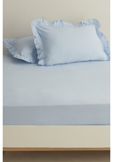 Karaca Home Basic %100 Pamuk King Kişilik Düz Çarşaf Mavi