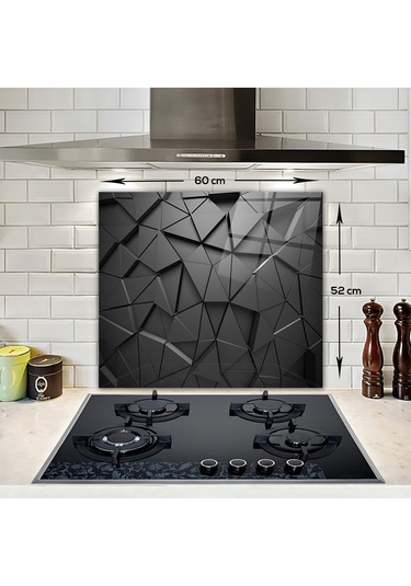 Decorita Antrasit Kristal | Cam Ocak Arkası Koruyucu | 52cm x60cm