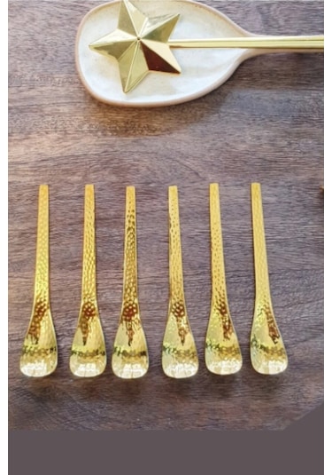 Jasper D-298 Gold Çay Kaşığı Kahve Dondurma Tatlı Pasta Şeker Kaşık Set Altın