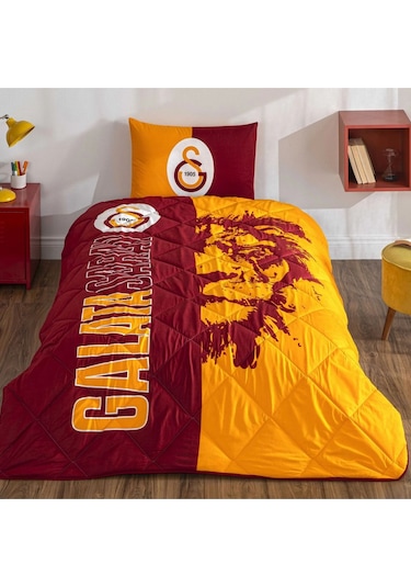 Taç Lisanslı Galatasaray Şanlı Aslan Yorgan Seti Yastık Hediyeli Kırmızı