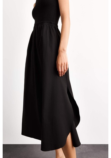 Defacto A Kesim Pamuklu Kolsuz Midi Elbise G1358ax25smbk81 Siyah