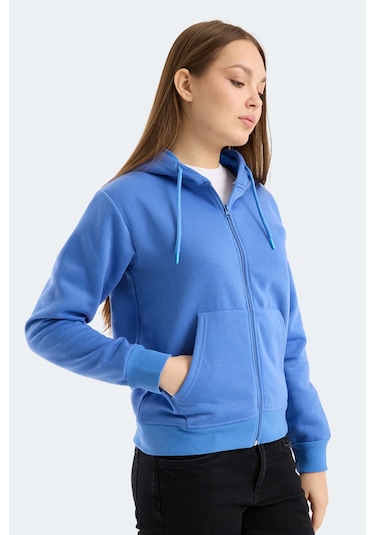 Slazenger Mılıo I Kadın Fermuarlı Kapüşonlu Cepli Indigo Sweatshırt Indigo
