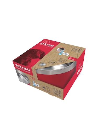 10531099 M-pets Eskımo Çift Cidarlı Mama Kabı 2l Red