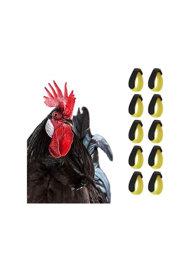 Moveevo Yumuşak Nilon Tavuk Boyunbağı - Sesini Azaltıcı, Kanca Yok, Ayarlanabilir, Büyük Tavuklar İçin, Sarı Güncellenmiş Versiyon 10 Adet, 5'li Opp Paket