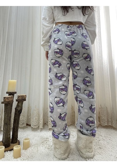 Cepsiz Kışlık Polar Kadın Pijama Altı Tek Alt Je22 Gri