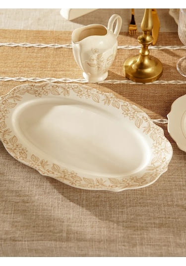 Sl Home 34,5x23 Cm Porselen Servis Tabağı "amande" 306003671 Beyaz