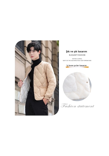 Yeni Sonbahar Kış Pamuklu, Polar Astarlı, Hafif Ve Sıcak, Kısa Ve Vücuda Oturan Ceket. Haki