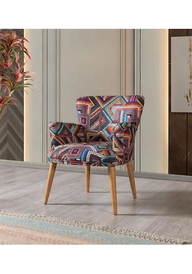 Mobilyabazari Çay Seti Tekli Koltuk, Berjer Salon, Balkon, Ofis, Bahçe Desenli