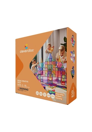 Cleverclixx Mega Creative Pack Manyetik Bloklar, Pastel 210 Parça