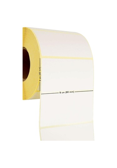 1000'li 80x40 Termal Beyaz Barkod Etiket Rulo