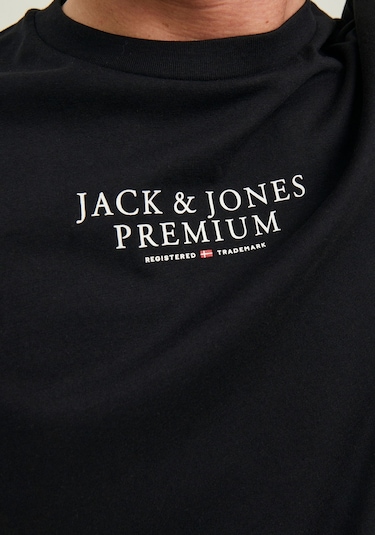 Jack & Jones Erkek Bisiklet Yaka Logo Baskili Tisört - Bluarchie 12217167 Black Sarı