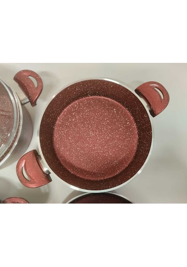 Granit Tencere 4'lü Set Bordo Renk 4 Mm Kalınlık Bordo