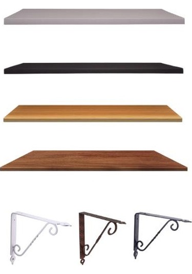 20x60 Cm Duvar Rafı - Ferforje Duvar Rafı, Duvara Monte Raf Beyaz Beyaz