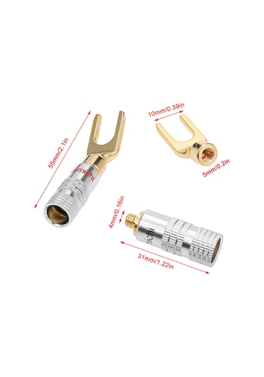 Y Spade Hoparlör Prizleri Kablo Bağlayıcı Ses Hoparlör Bağlayıcı Amplifikatör Adaptörü Sol Ve Sağ Kanallar Altın Kaplama Hoparlör Prizi