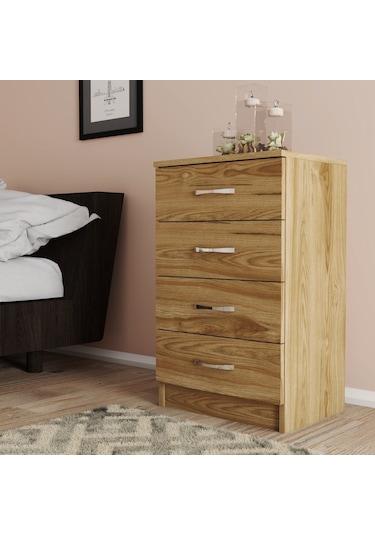 Moxen Mobilya Ceviz 4 Çekmeceli  Komodin