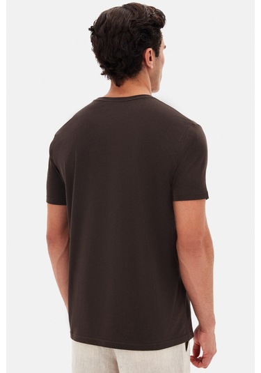 Ds Damat Regular Fit Kahverengi Düz Nakışlı %100 Pamuk T-shirt 4hc140632006m Kahve