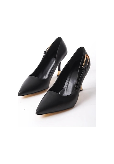 Preshley Kadın Fascino Siyah Deri Stiletto Topuklu Ayakkabı Siyah