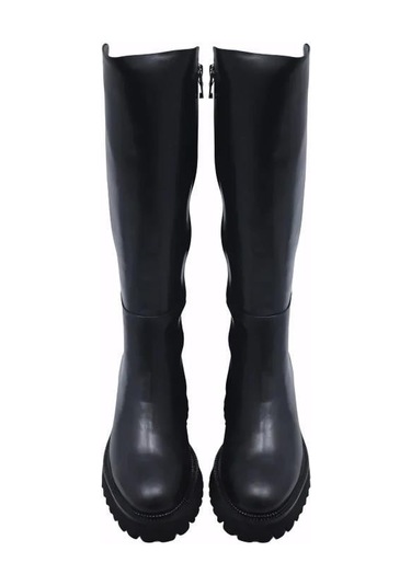 Poletto Hakiki Deri /tekstil Sıyah Çizme Düz 5780 77 S-848 Siyah