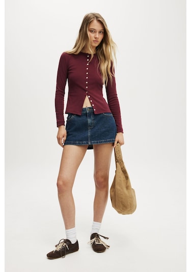 Madmext Bordo Slim Fit Düğmeli Kadın Hırka Mg2580 Bordo