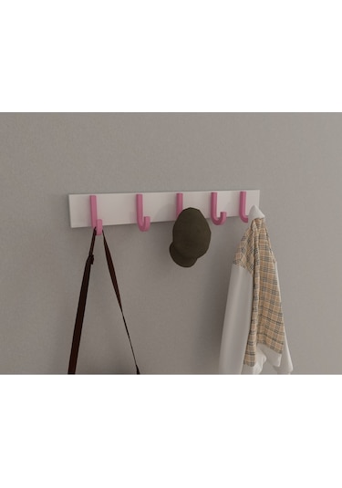 Hepsi3boyutlu Modern Duvar & Kapı Baston Askılık - 5 Adet Pembe J Askılık - Model No : 6 Pembe