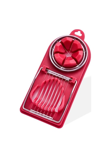 Pazly Cbtx Multifunctional Egg Chopper, Stainless Steel Fancy Red Wine Egg Slicer Kırmızı Şarap Renkli Kırmızı