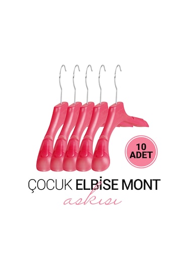 Çocuk PEMBE Elbise Mont Askısı 10 Adet Paketli 30 Cm Çocuk Askı Pembe